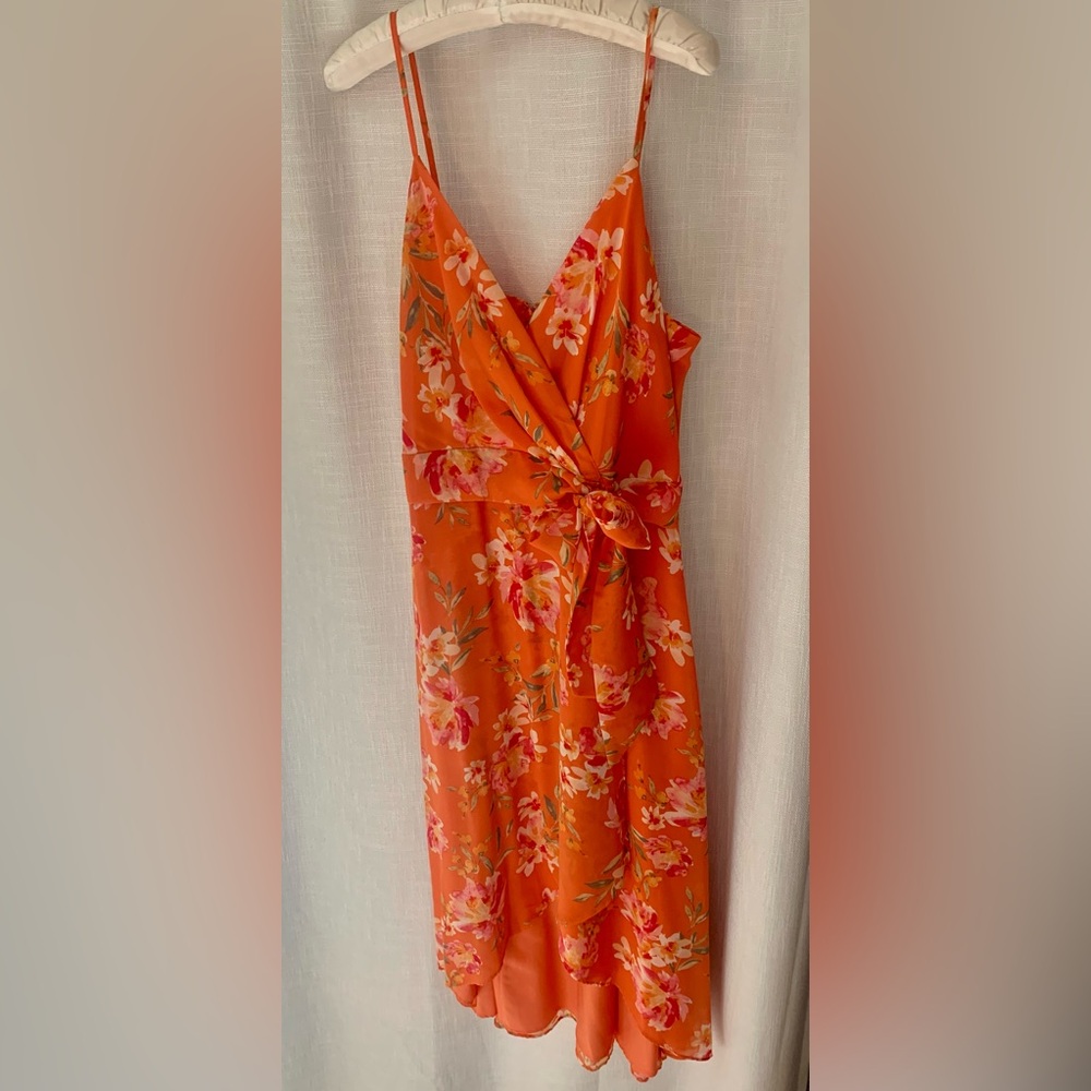 Vince Camuto orange floral dress, size 8